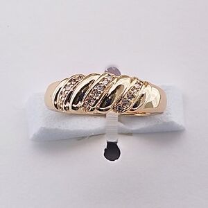 Sterling Forever Ring Tonya 14K Gold Plated CZ Pavé Twisted Ring Gift New